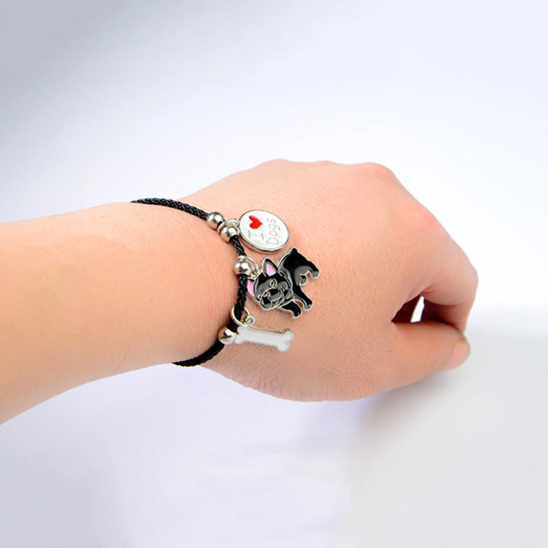Minimalist Bull Dog Shaped Pet Bracelet - Handmade Jewelry