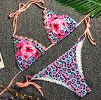 Leopard Floral Triangle String Bikini