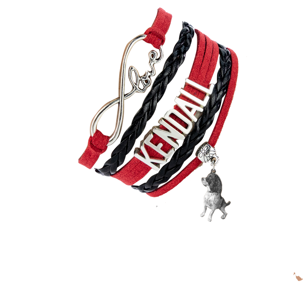 Custom Pet Photo Bracelet with Woven Leather Design