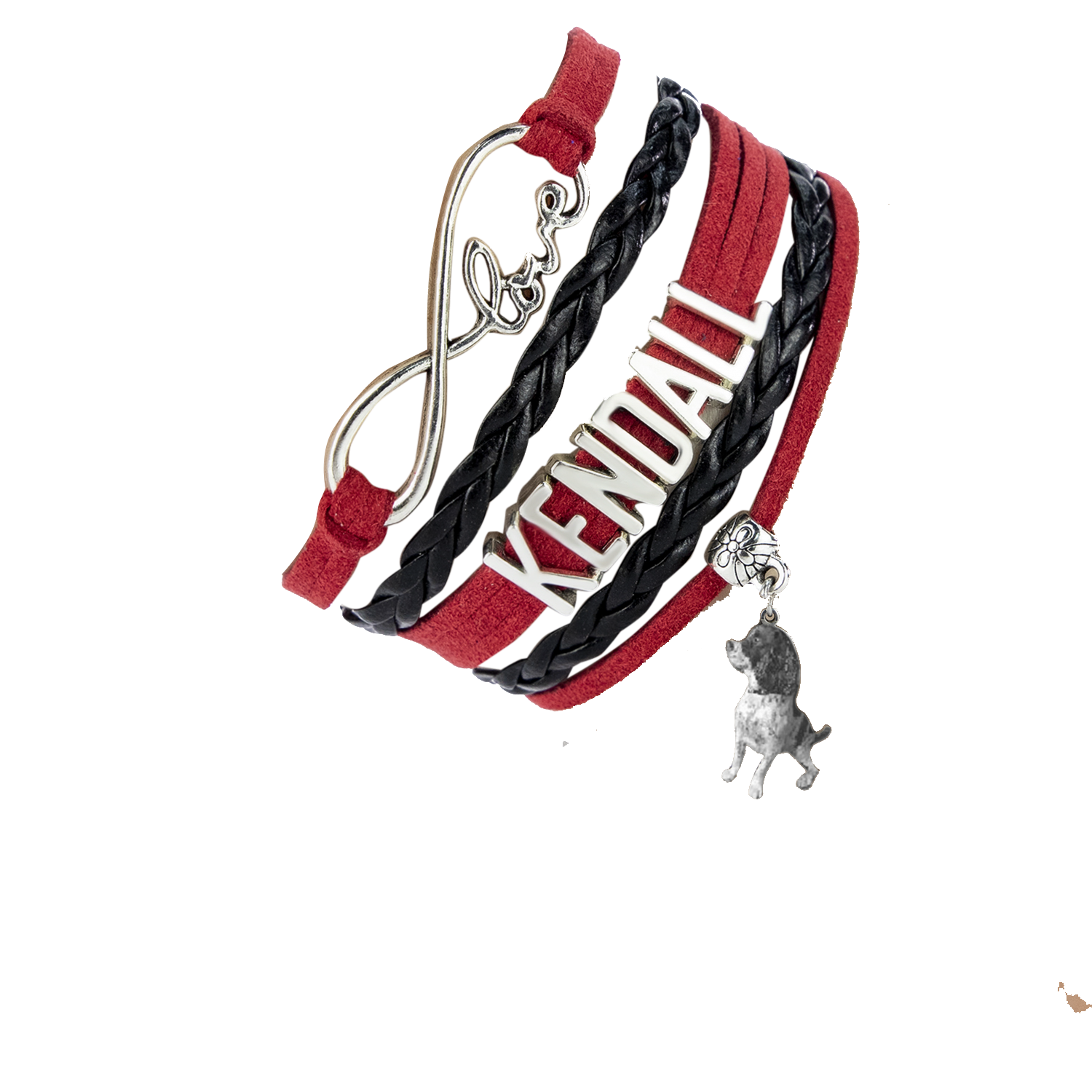 Custom Pet Photo Bracelet with Woven Leather Design