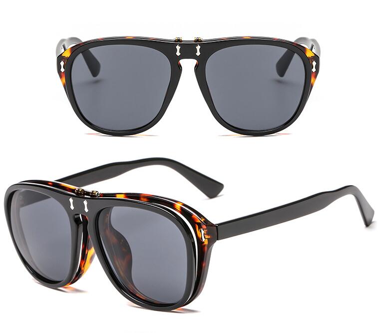 Flip-Up Double-Lens Retro Sunglasses