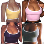 Solid Halter Neck Crop Tank Top