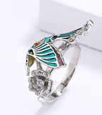 Hummingbird Epoxy Colorful Bird Pastoral Style Ring