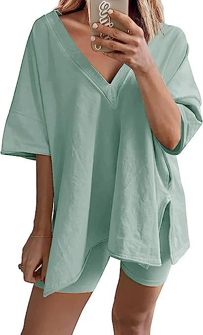 Women's 2-Piece Casual T-Shirt & High-Waist Shorts Set