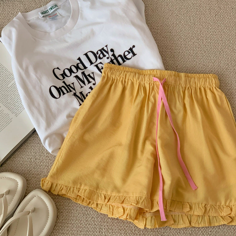 Girls' Lace-Up Checkered Shorts for Kids