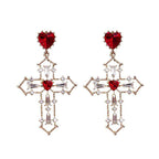 Gold Cross Earrings with Creative Heart Design