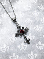 Large Silver Baroque Christian Cross Necklace with Crystals | Christian Jewelry