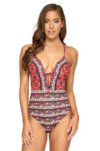 Women's Printed Plunge One-Piece Swimsuit