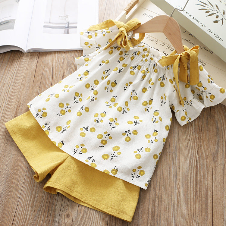 Summer Floral T-Shirt and Shorts Set for Girls