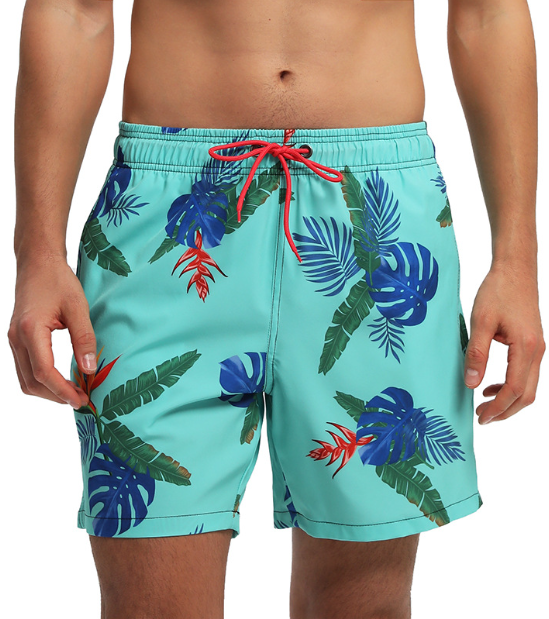 Men's Tropical Leaf Print Swim Shorts
