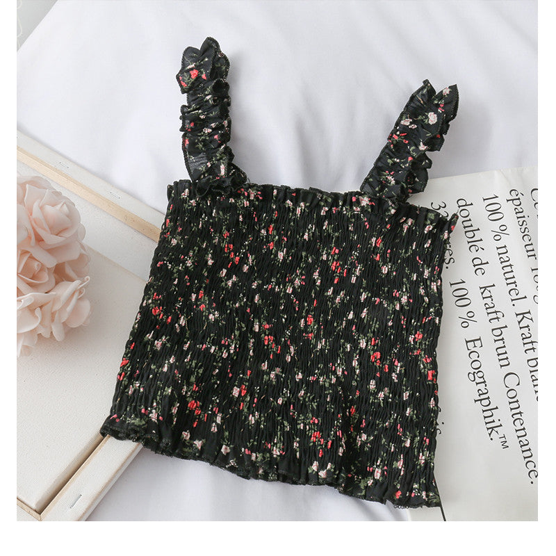 Spring Floral Ruffled Crop Top for Women