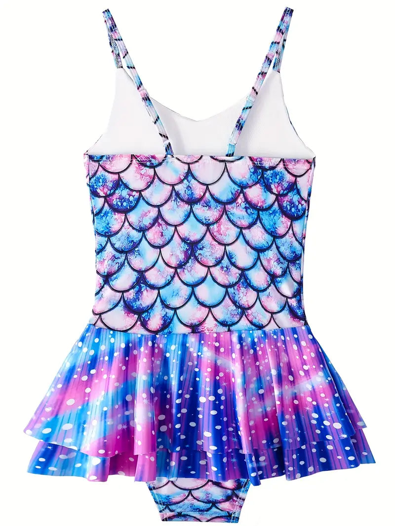 Girls Mermaid Scale One-Piece Swimsuit