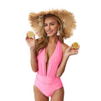 Neon Deep-V Plunge One-Piece Swimsuit