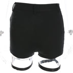 Gothic Black Shorts with Lace-up Design for Women
