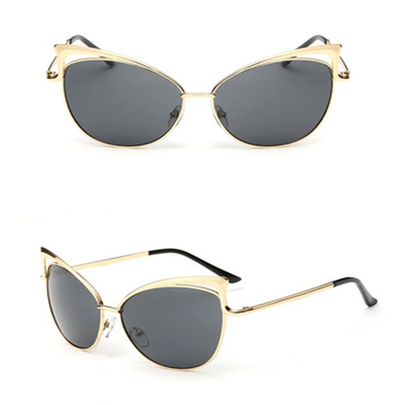 Gold Metal Cat-Eye Sunglasses