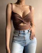 2021 Women's Knotted V-Neck Backless Tank Top