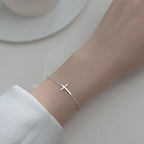Korean Style Silver Cross Bracelet