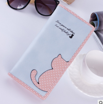 Cute Cat Long Wallet with Colorful Design (One Piece)