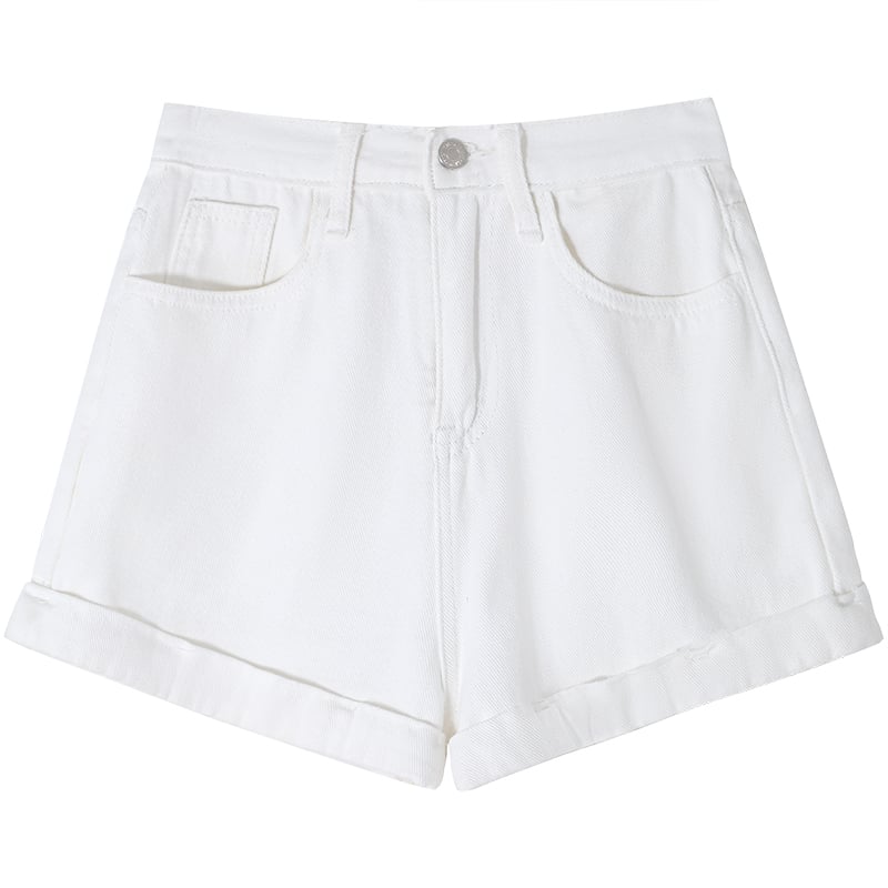 Women's High Waist Denim Shorts with Unique Design