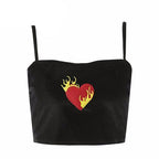 Embroidered Velvet Camisole with Heart Design