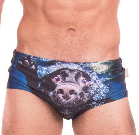 Men's Novelty Dog Print Swim Briefs