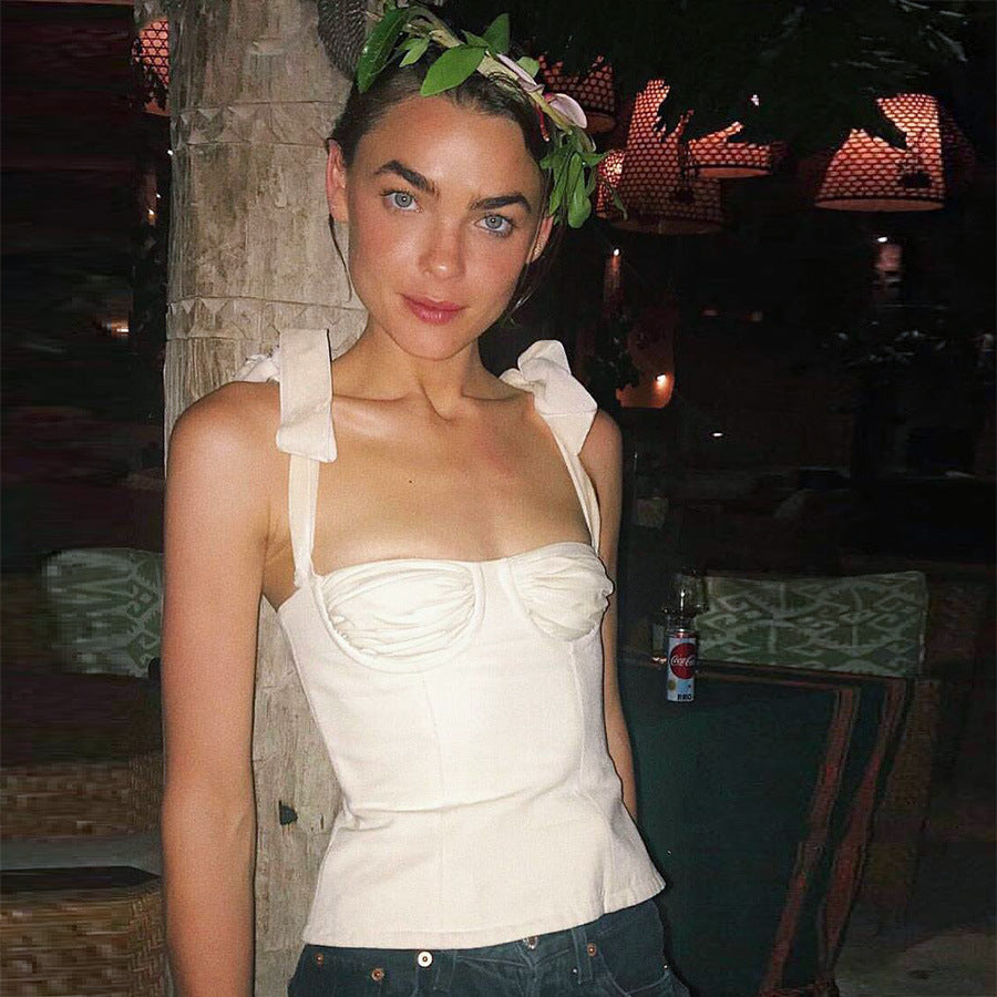 Vintage Crop Top with Straps for Women