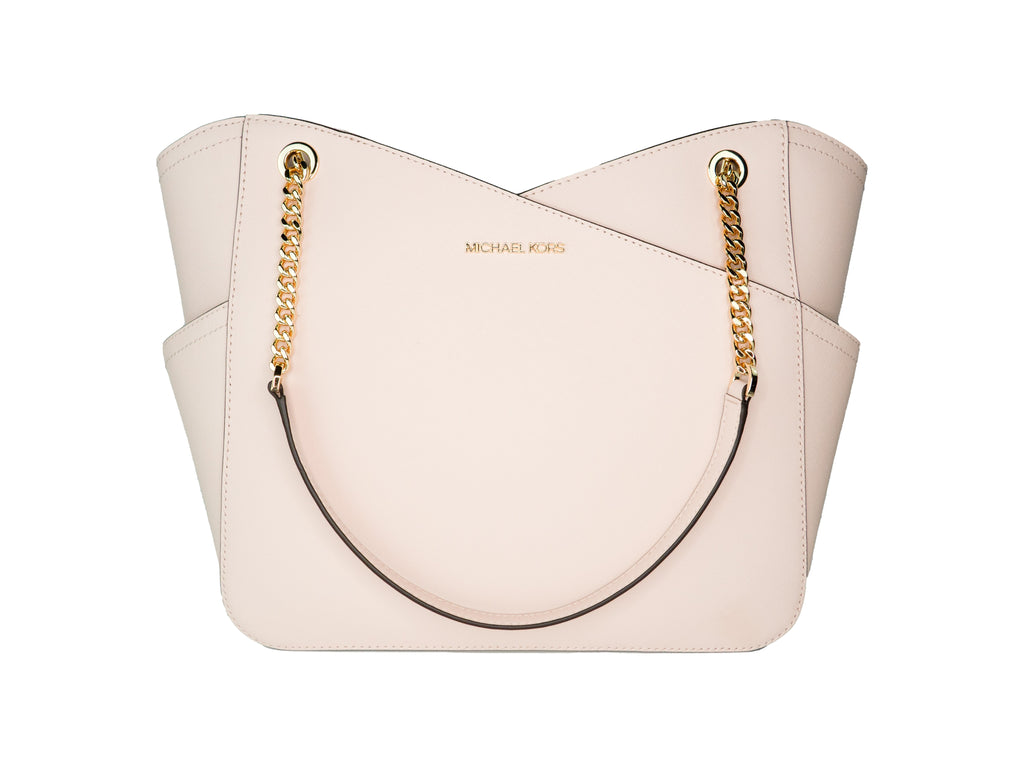 Michael Kors Jet Set Large Powder Blush X Cross Chain Shoulder Tote Handbag