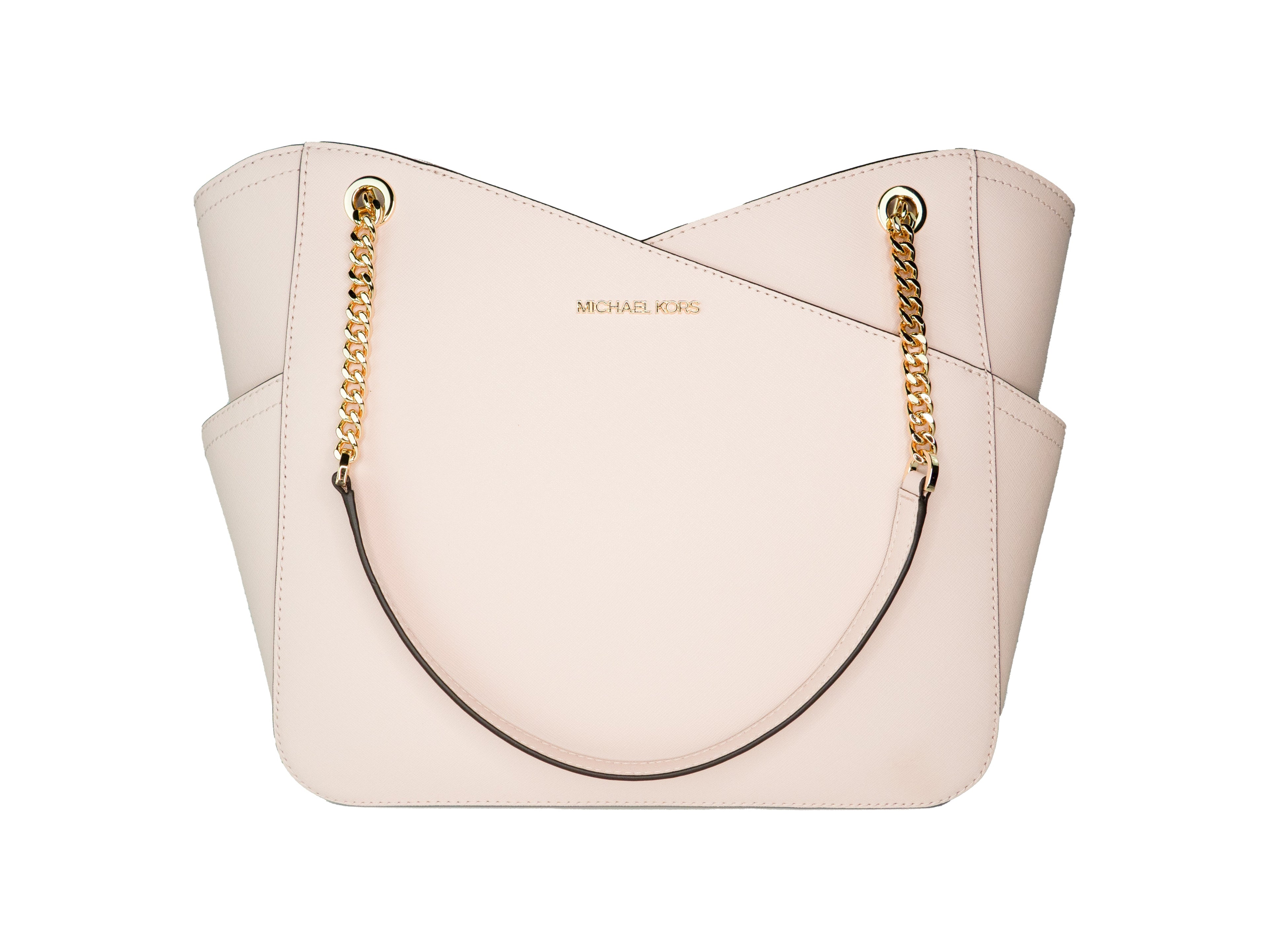 Michael Kors Jet Set Large Powder Blush X Cross Chain Shoulder Tote Handbag