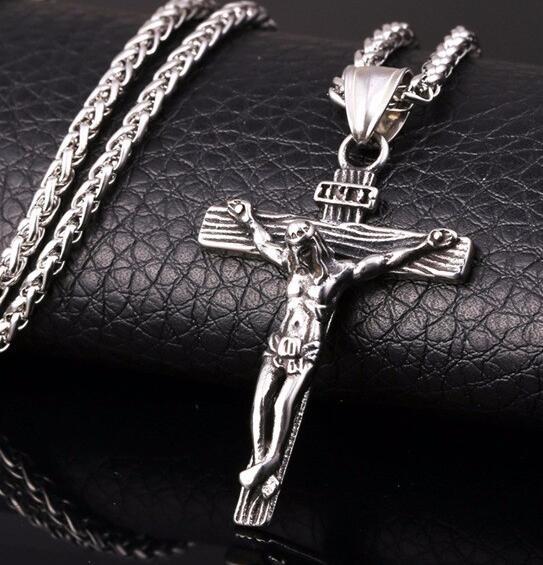 Stainless Steel Jesus Cross Necklace with Chain | Christian Jewelry