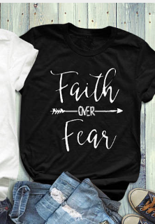 Faith Over Fear Cotton Couple T-Shirt for Men and Women | Faith Streetwear