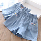 Girls' Denim Summer Shorts for Ages 3-8 Years
