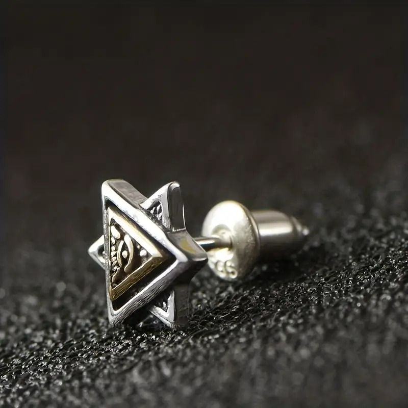 Vintage Men's God's Eye Double Layer Triangle Earrings | Jewelry