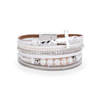 Bohemian Multi-layer PU Leather Cross Pearl Bracelet