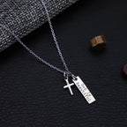 925 Silver Cross Necklace with Square Pendant | Christian Jewelry