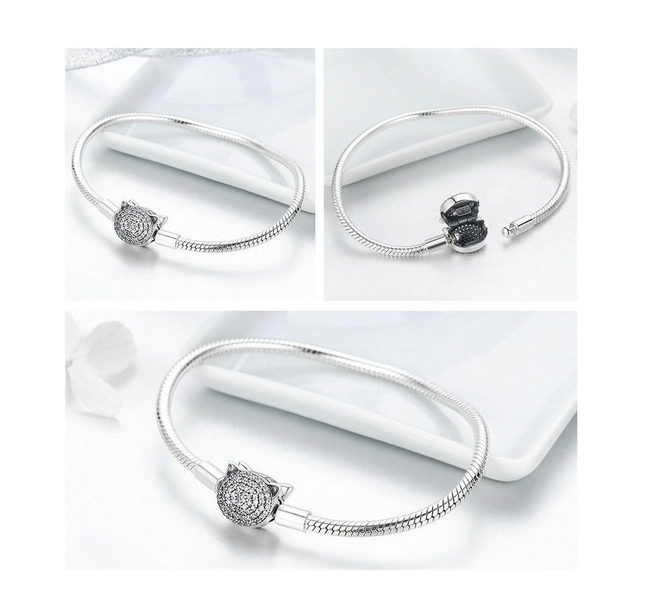 Sterling Silver Cat Bead Bracelet