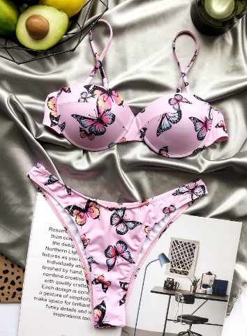 Butterfly Print Push-Up Bikini Set