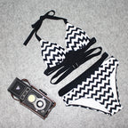 Chevron Print Halter Bikini Set
