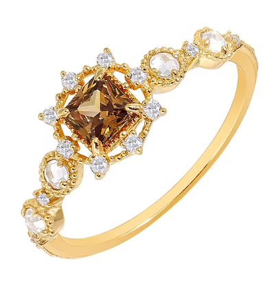 S925 Gold Plated Natural Garnet Ring - Sterling Silver Gemstone Jewelry