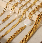 Gold Plated Shell OT Buckle Cross Bracelet Cuban Chain