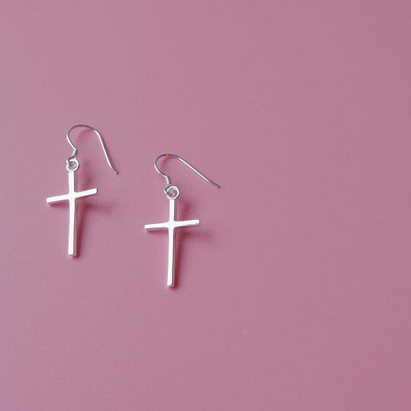 Trendy Cross Earrings in Alloy - Simple Christian Design | Christian Jewelry