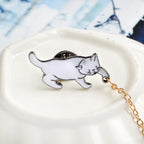 Fashionable Cat Pearl Brooch - Animal Apparel Pin