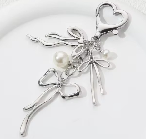 French Ribbon Bowknot Alloy Keychain | Accessory