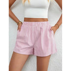 Fashion Women's Loose Back Patch Pocket Striped Shorts