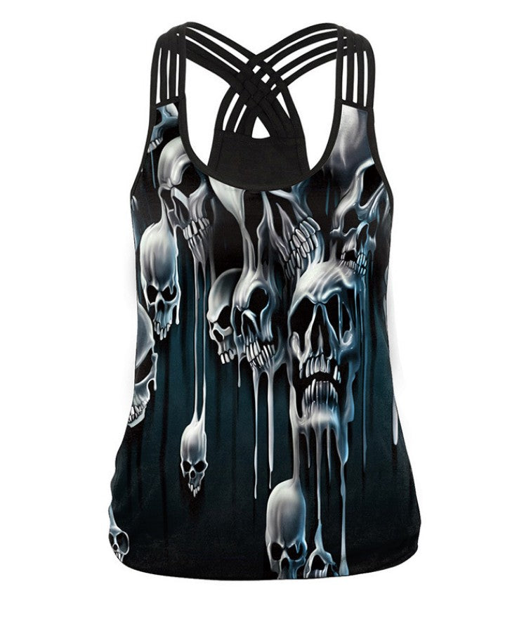 2018 New Skull Print Digital Tank Top for Women