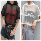Sheer Mesh Oversized Short Sleeve Cover-Up Top
