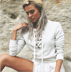 Sexy Crop Top Sweatshirt with Long Sleeves and Round Neck