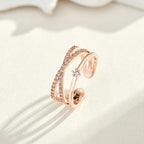 Fashionable Adjustable Cross Double-layer Ring for Women