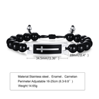 Curved Cross Beaded Bracelet with Black Agate & Tiger Eye