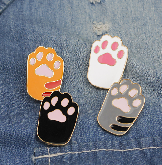 Cute Cartoon Dog and Cat Paw Brooch Pin in Alloy