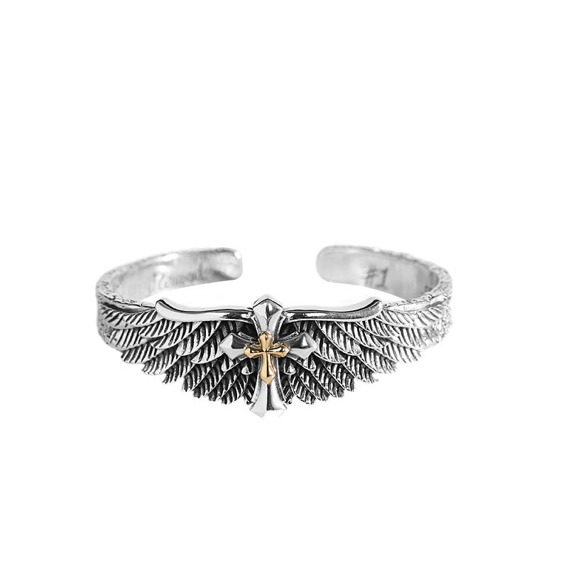 Vintage Thai Silver Cross Bracelet for Men and Women